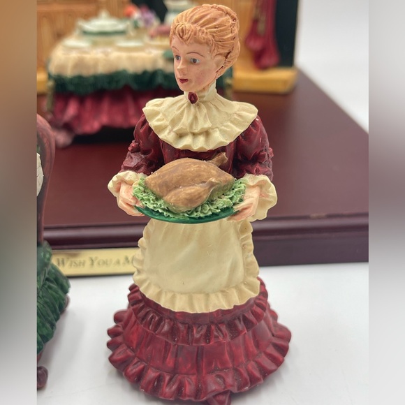 VTG 7pc Hand Painted Resin Night Before Christmas Victorian Family Dinner Scene - Picture 6 of 16